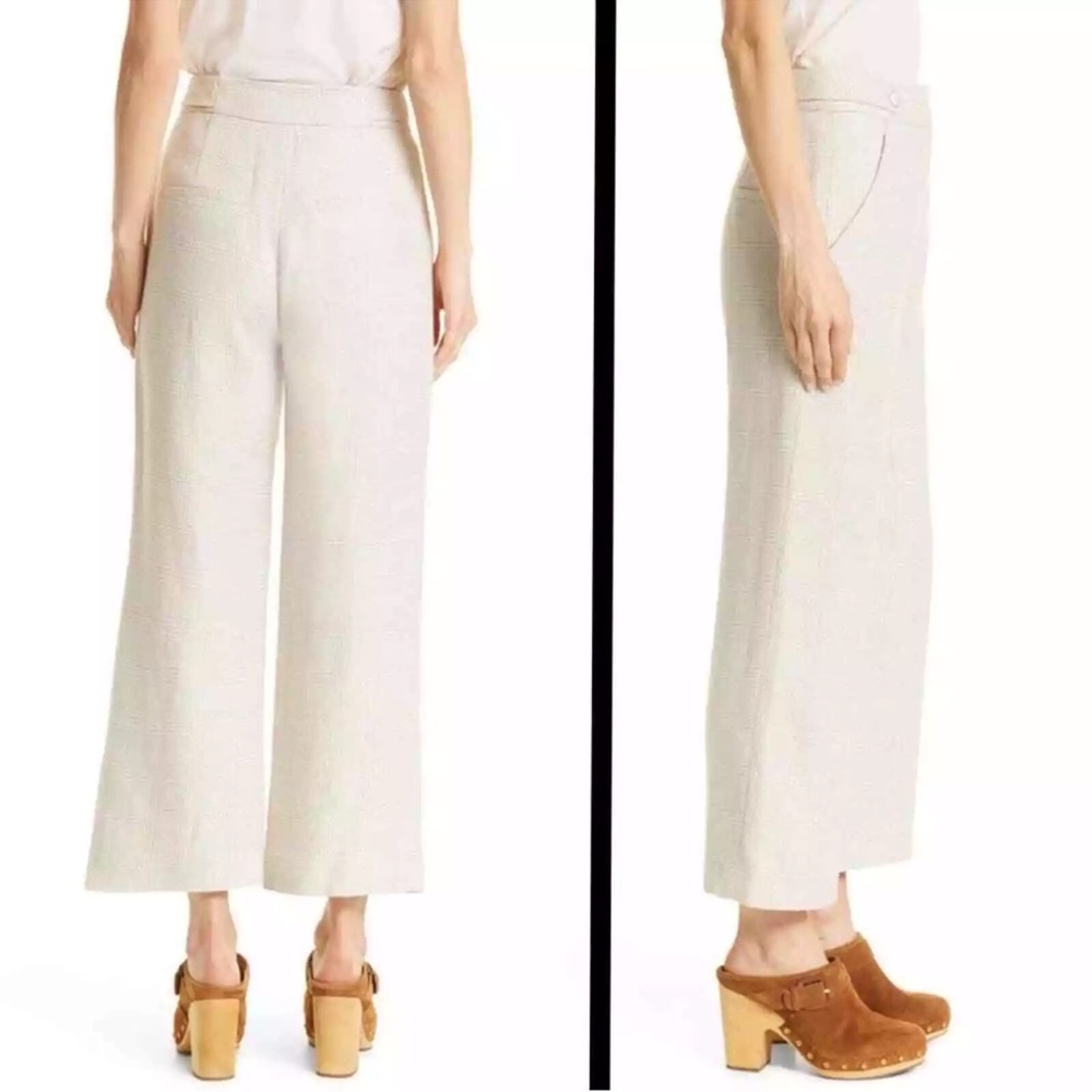 Veronica Beard Isley Check-Print Cropped Linen Cotton Blend Trouser